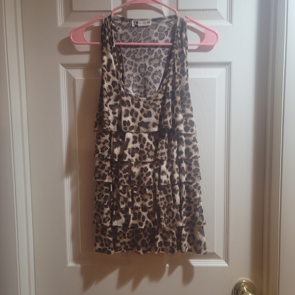 Multi Layered Ruffle top, leopard Print